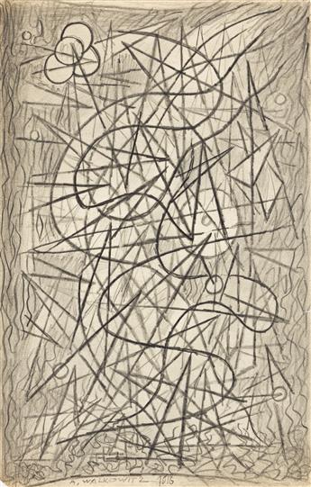 ABRAHAM WALKOWITZ (1878-1965) Group of 5 pencil drawings of abstract compositions.